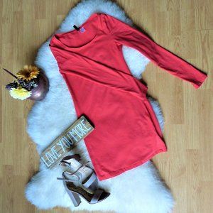 Longsleeve Bodycon Dress, Coral/Orange/Pink